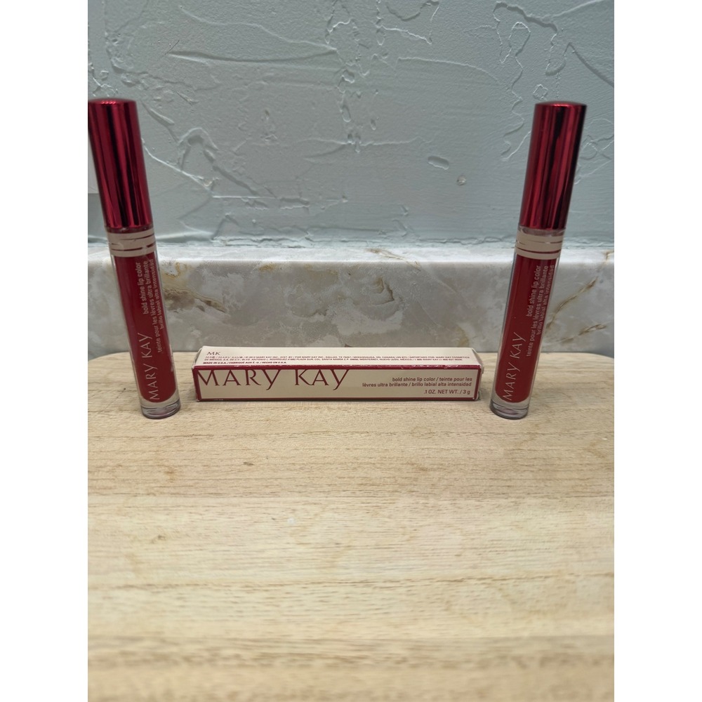 Mary Kay Bold Shine Lip Color Red Liquid Lipstick Set of 2 New in Box 0.1oz Each